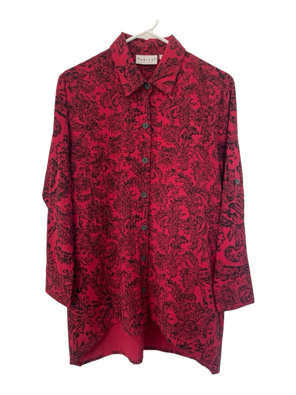 Habitat Red and Black Paisley Button-Up Blouse